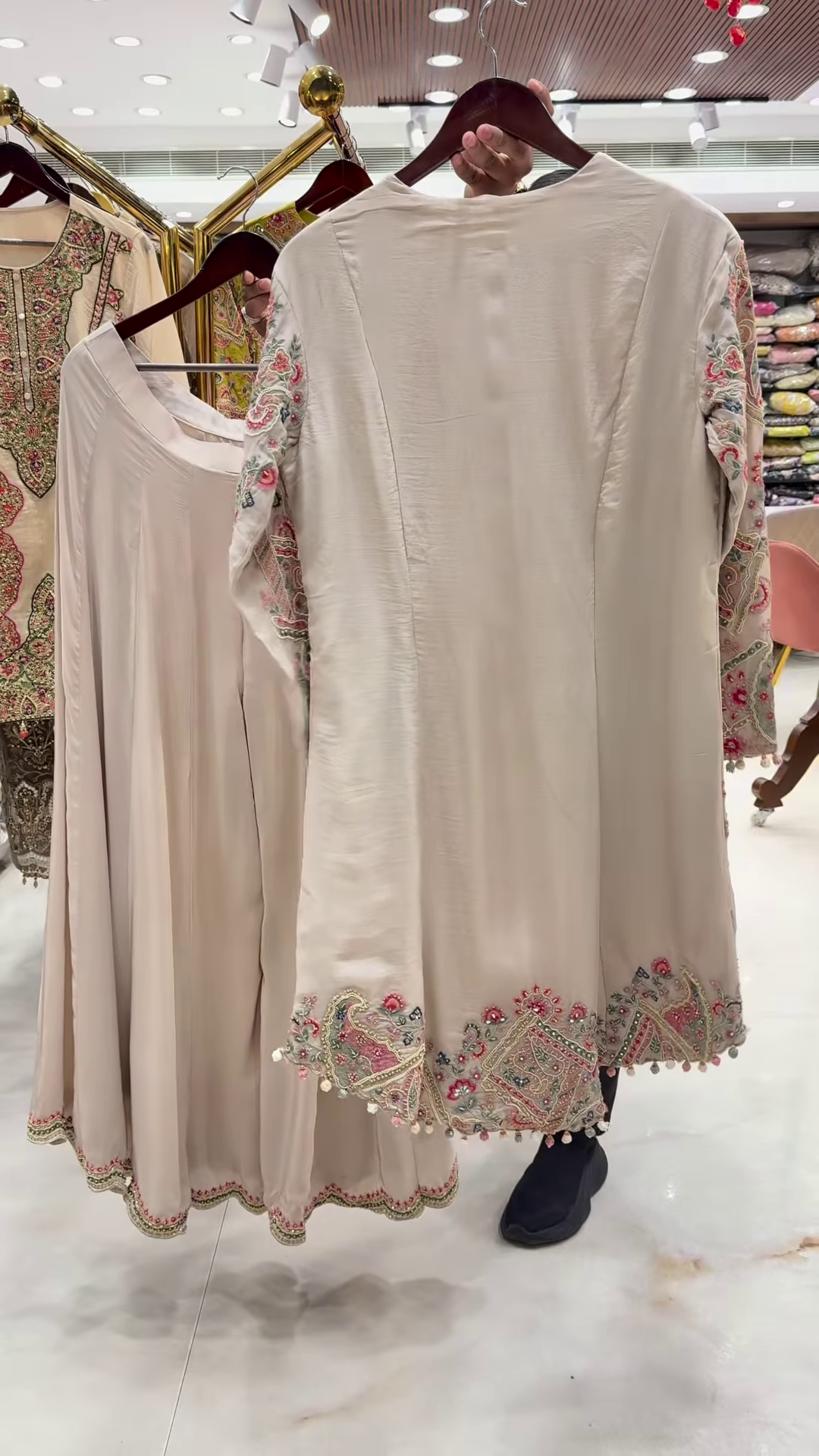 Lime Green Heavily Embroidered Kurta with Matching Skirt Set