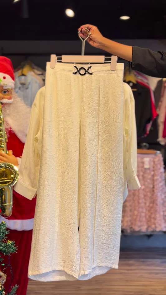 Modern Cream Textured Three-Piece Coordinate Set for Women