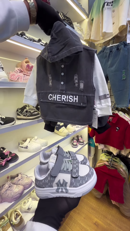Children’s Burgundy Teddy Bear Sweatshirt and Matching Sneakers