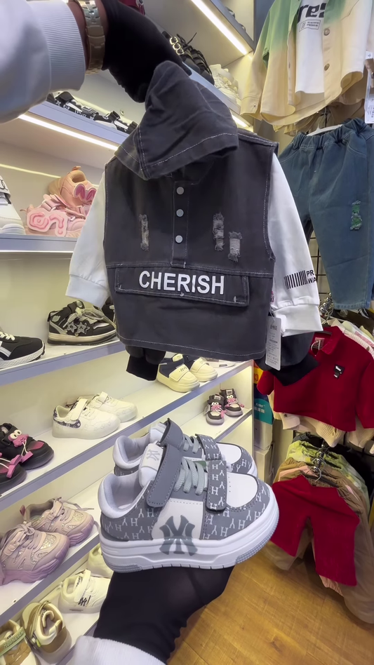 Children’s Burgundy Teddy Bear Sweatshirt and Matching Sneakers