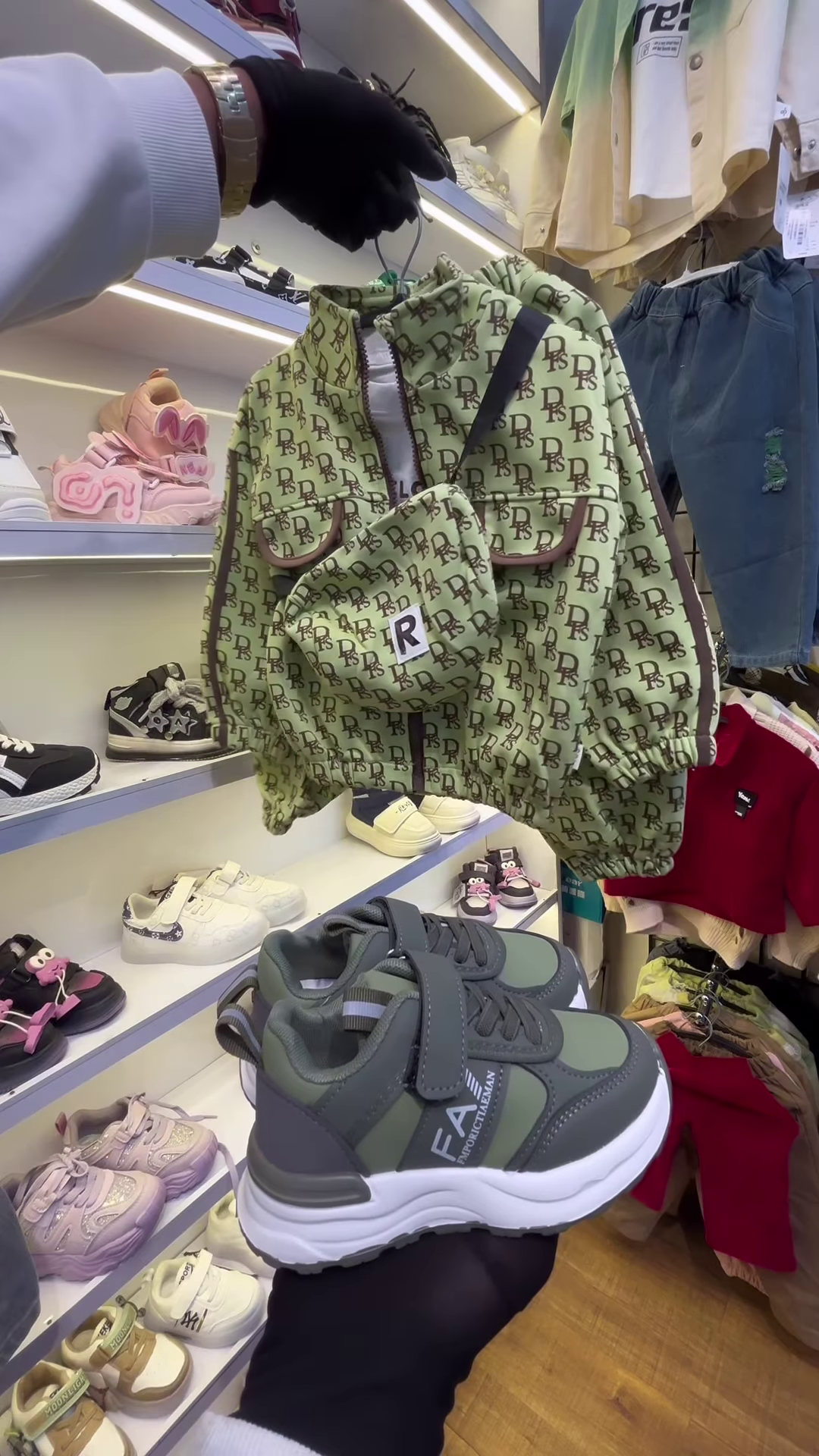 Children’s Burgundy Teddy Bear Sweatshirt and Matching Sneakers