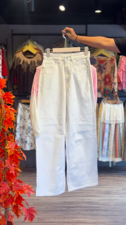 Pink and White Ombre Embroidered Shirt with Scalloped Hem