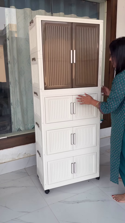 Large Multi-Compartment Portable Storage Cabinet with Translucent Panels