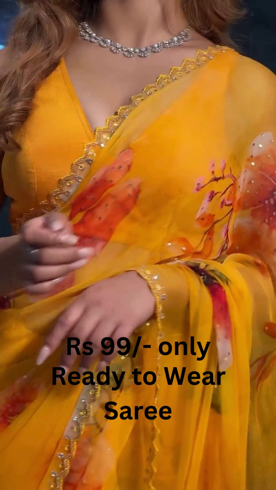 Sunburst Floral Organza Saree with Scalloped Zari Trim