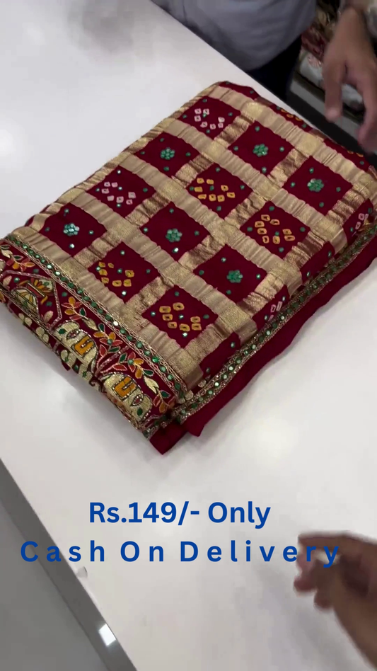 Heritage Maroon Bandhani Silk Saree